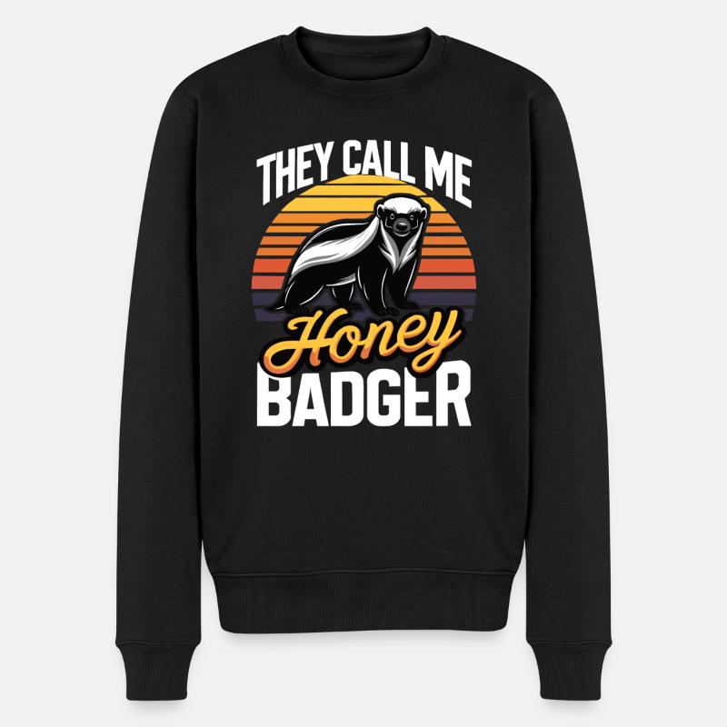 Lustiger Honigdachs Sie nennen mich Honigdachs und sagen - Männer Premium Bio Pullover - Schwarz