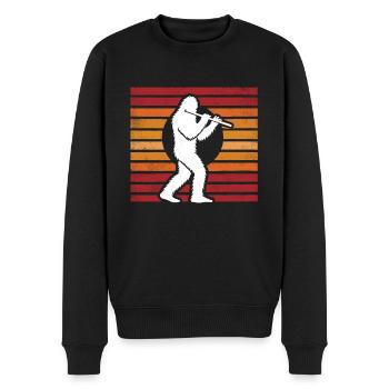 Flûte traversière Sasquatch Bigfoot Sunset Vintage - Pull Premium bio Homme - noir - Devant - Nico (187cm)