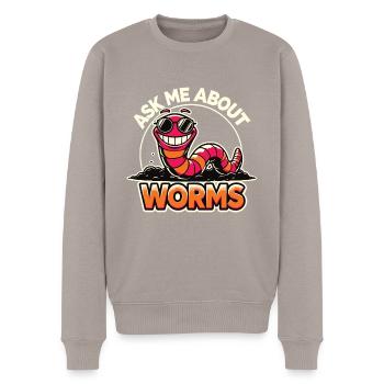 Frag mich nach meinem Worms Funny Komposter Gardening - Männer Premium Bio Pullover - Taupe - Vorne - Nico (187cm)