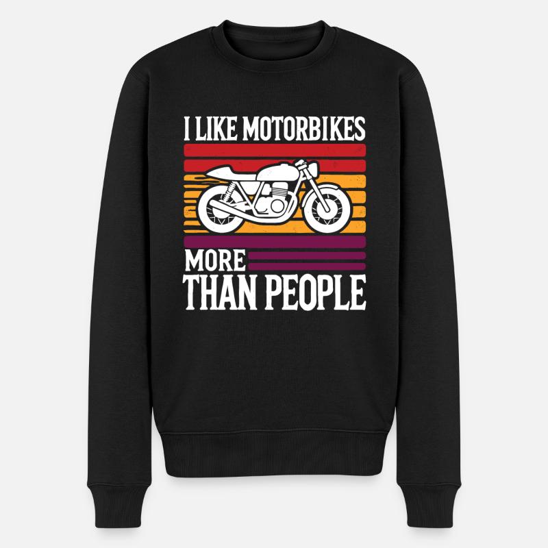 Ich mag Motorräder mehr als Menschen Lustiges Motorrad - Männer Premium Bio Pullover - Schwarz