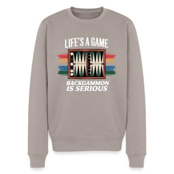 Das Leben ist ein Spiel Backgammon ist ernst Lovers Board G - Männer Premium Bio Pullover - Taupe - Vorne - Nico (187cm)