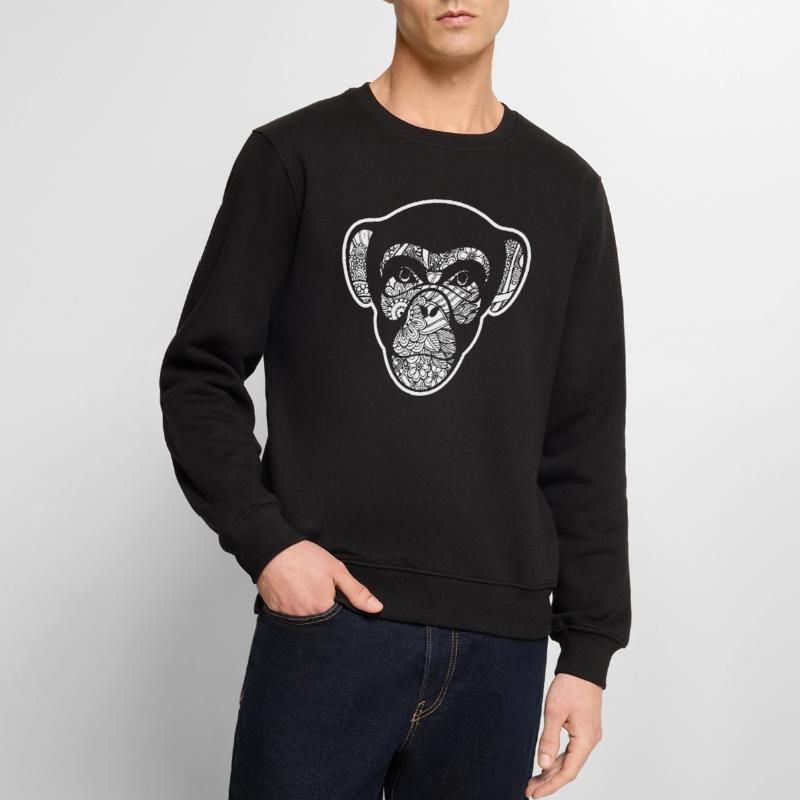 Chimpanzee Chimpanzee Floral Pattern Men's Premium Organic Jumper