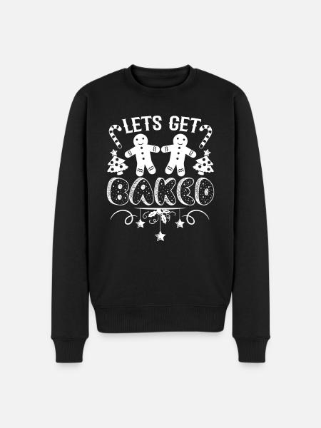 Christmas Let's Get Baked Cookie - Men's Premium Organic Jumper - black