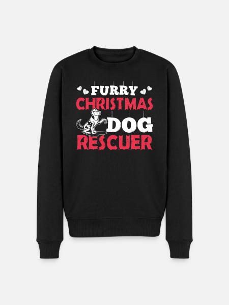 Christmas Furry Dog Rescuer Christmas - Men's Premium Organic Jumper - black