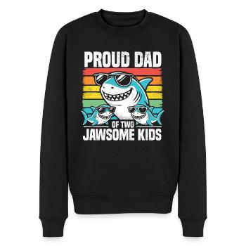 Stolzer Vater von zwei Jawsome Kids Family Hai Wortspiel - Männer Premium Bio Pullover - Schwarz - Vorne - Nico (187cm)
