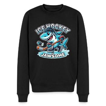 Eishockey ist Jawsome Funny Shark Lover Sport Wortspiel - Männer Premium Bio Pullover - Schwarz - Vorne - Nico (187cm)