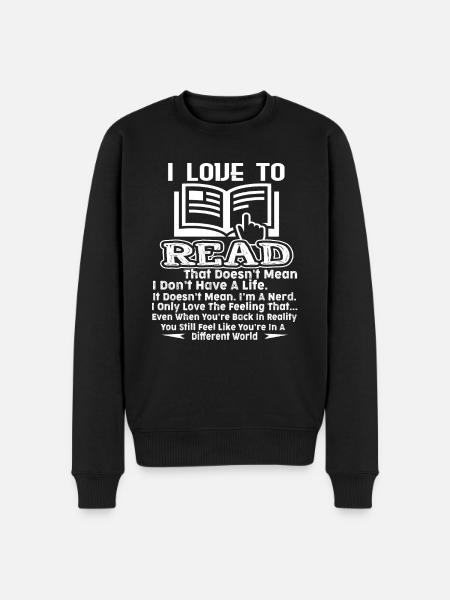 I Love To Read Books - Men's Premium Organic Jumper - black