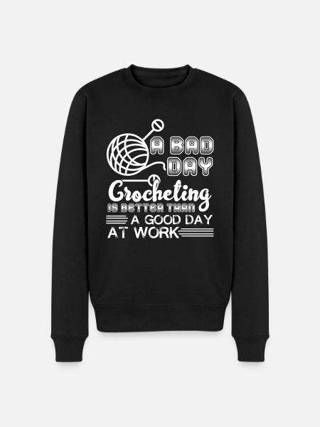 Crocheting A Bad Day Crocheting - Men's Premium Organic Jumper - black