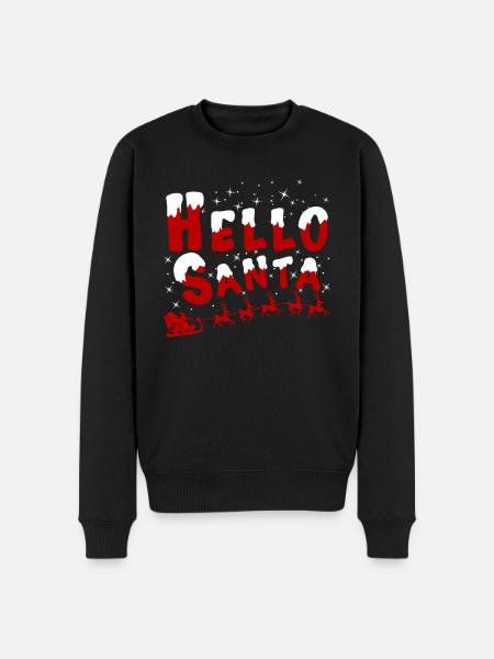 Funny Christmas Hello Santa - Men's Premium Organic Jumper - black