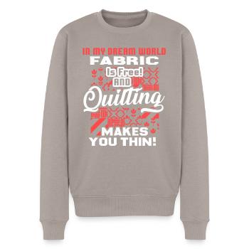 Quilting Makes You Thin - Men's Premium Organic Jumper - taupe - Front - Nico (187cm)
