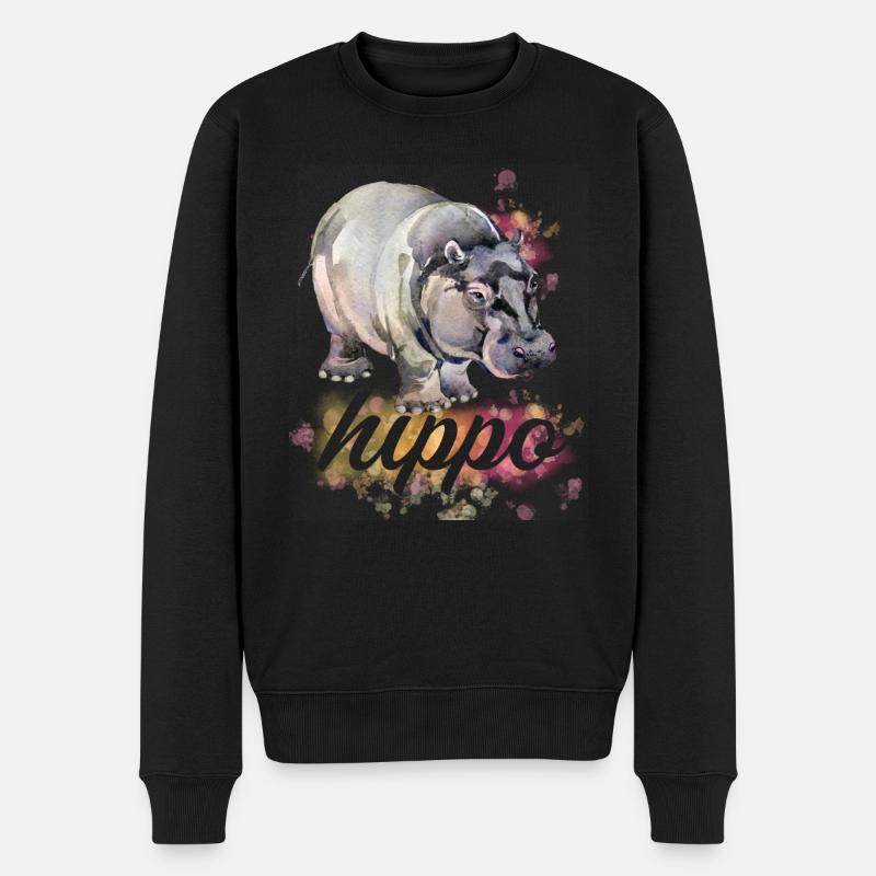 Cute Hippo Gifts - Men's Premium Organic Jumper - black
