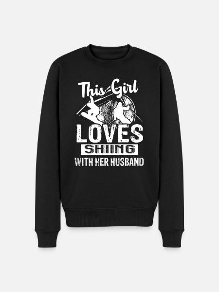 Skiing Loves Skiing With Husband - Men's Premium Organic Jumper - black