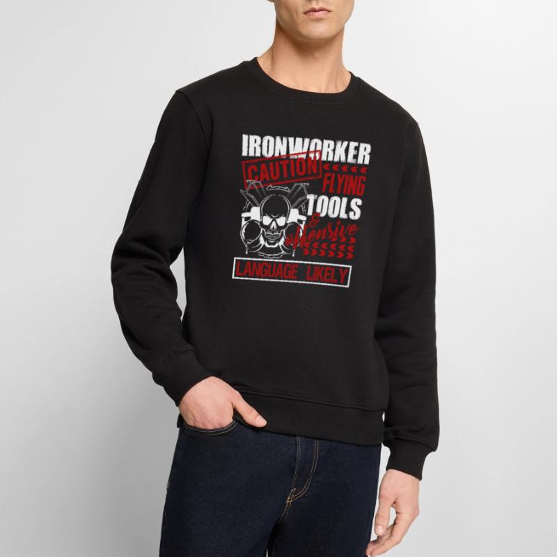 Ironworker Caution Flying Tools Men's Premium Organic Jumper