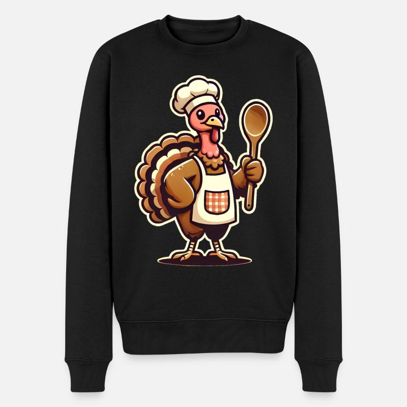 Dinde reconnaissante dans la conception d’un tablier de chef - Pull Premium bio Homme - noir