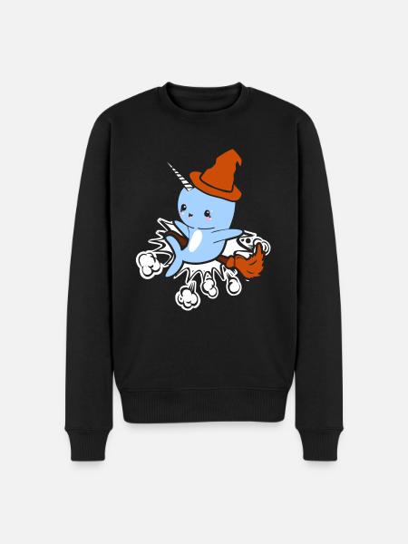 Funny Witch Narwhal Gifts - Men's Premium Organic Jumper - black