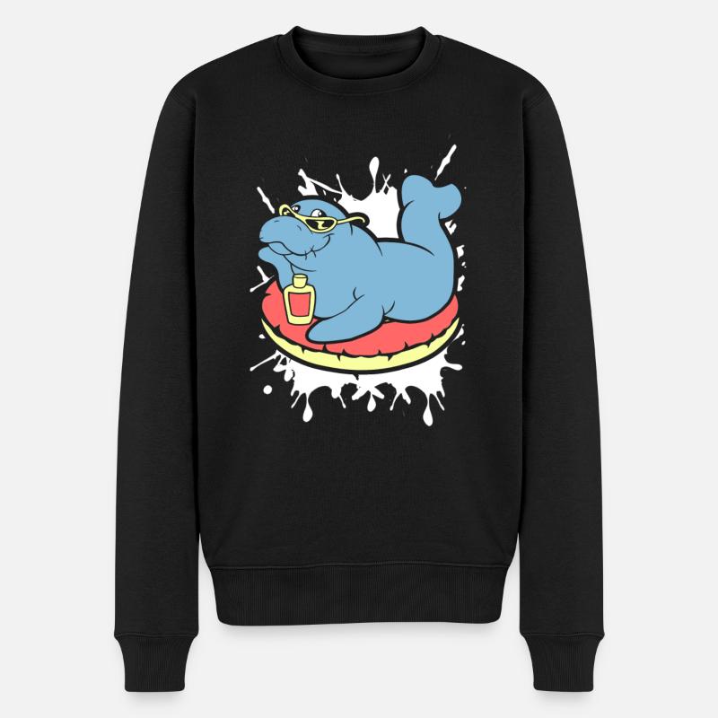 Funny Manatee Does Sunbath - Men's Premium Organic Jumper - black