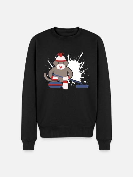 Sock Monkey Curling - Men's Premium Organic Jumper - black