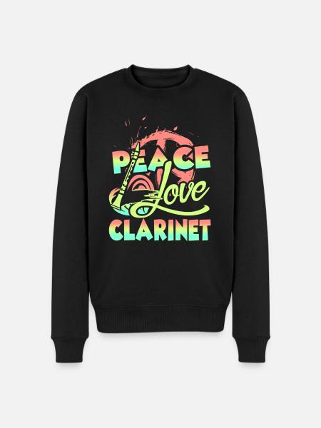 Peace Love Clarinet - Men's Premium Organic Jumper - black