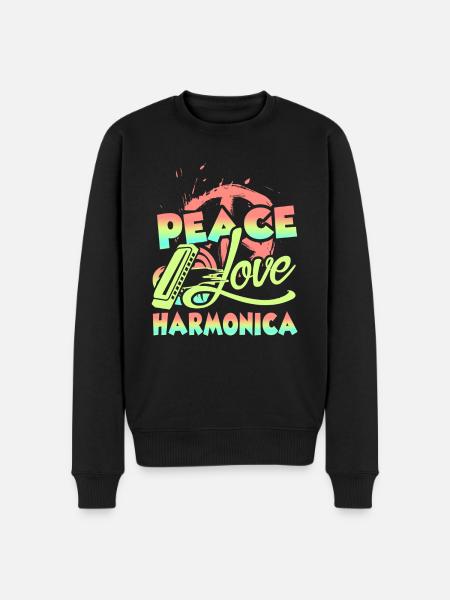 Peace Love Harmonica - Men's Premium Organic Jumper - black