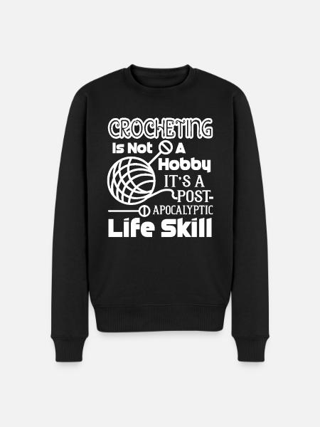 Crocheting Is A Life Skill - Men's Premium Organic Jumper - black