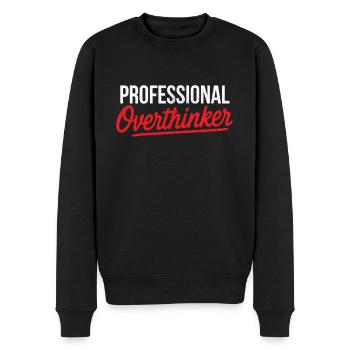 Professioneller Überdenker - Männer Premium Bio Pullover - Schwarz - Vorne - Nico (187cm)