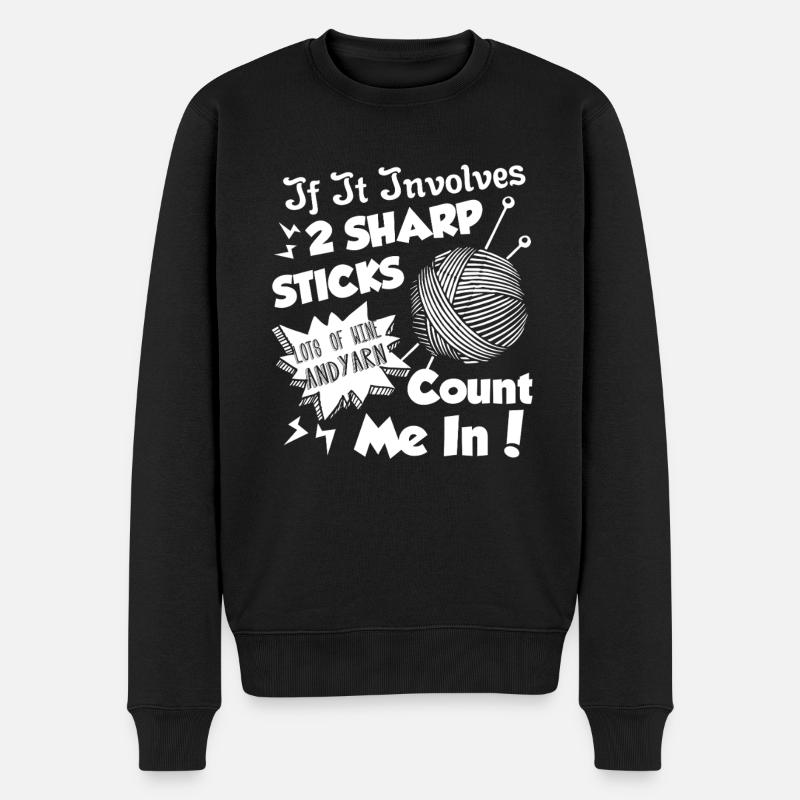 Knitting Addicted To Knitting - Men's Premium Organic Jumper - black