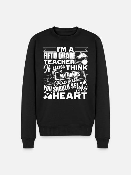 5th Grade Teacher Full Heart - Men's Premium Organic Jumper - black