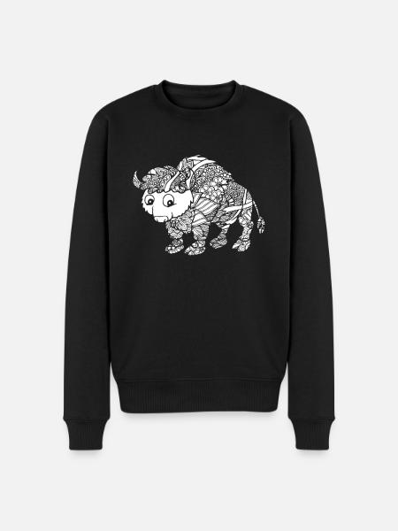 Bison Bison Floral Pattern - Men's Premium Organic Jumper - black