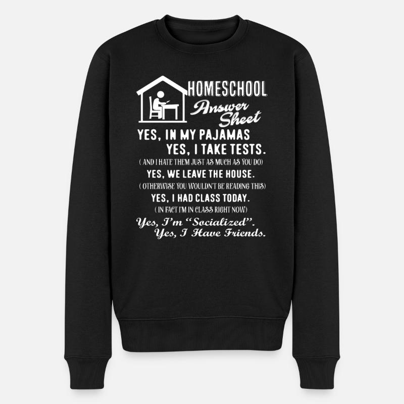 Homeschool Homeschool Answer Sheet - Men's Premium Organic Jumper - black