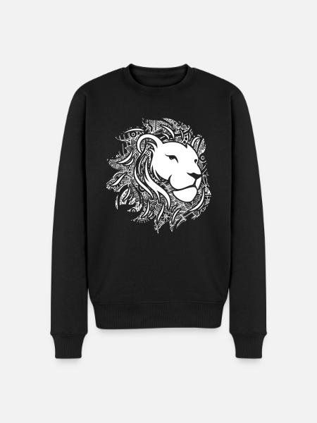 Lion Lion Floral Pattern - Men's Premium Organic Jumper - black
