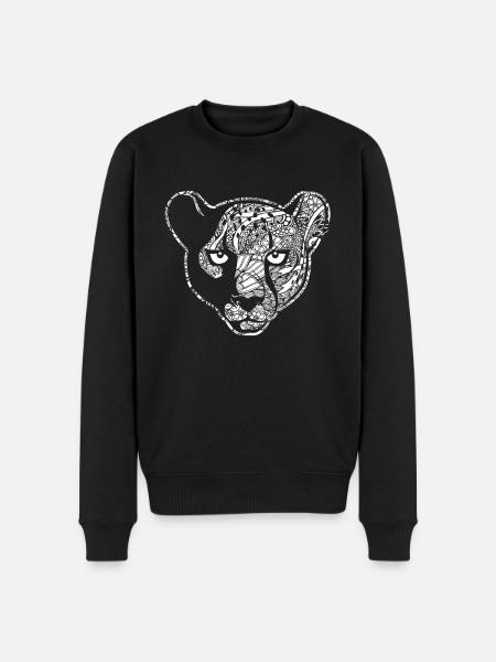 Cheetah Cheetah Floral Pattern - Men's Premium Organic Jumper - black