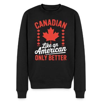 Kanadier wie ein Amerikaner, nur besser elobws up - Männer Premium Bio Pullover - Schwarz - Vorne - Nico (187cm)