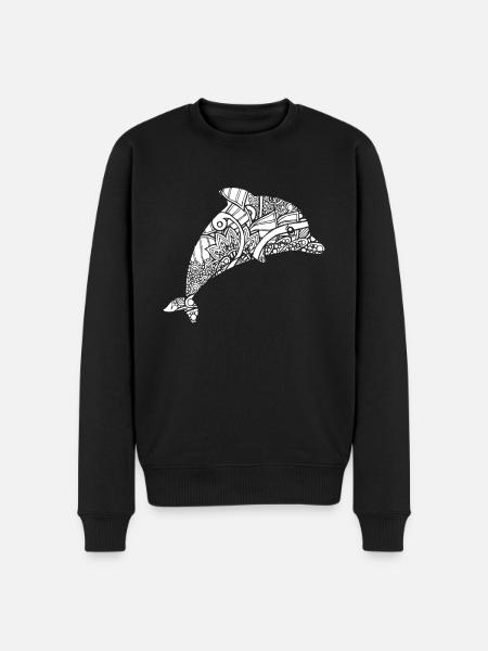 Dolphin Dolphin Floral Pattern - Men's Premium Organic Jumper - black