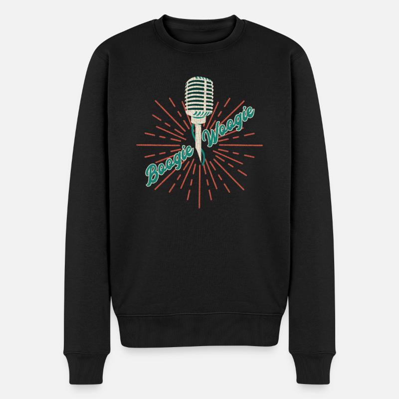 Boogie Woogie Vintage Mikrofon Geschenk - Männer Premium Bio Pullover - Schwarz