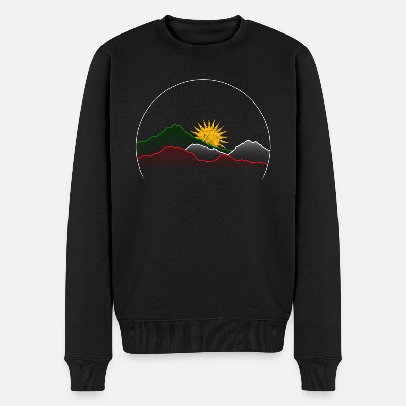 Gebirge Sonnenaufgang - Männer Premium Bio Pullover - Schwarz