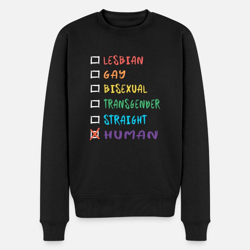 Mensch Regenbogenfarben - Männer Premium Bio Pullover - Schwarz