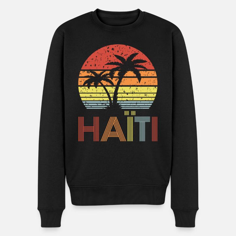 Haiti - Männer Premium Bio Pullover - Schwarz