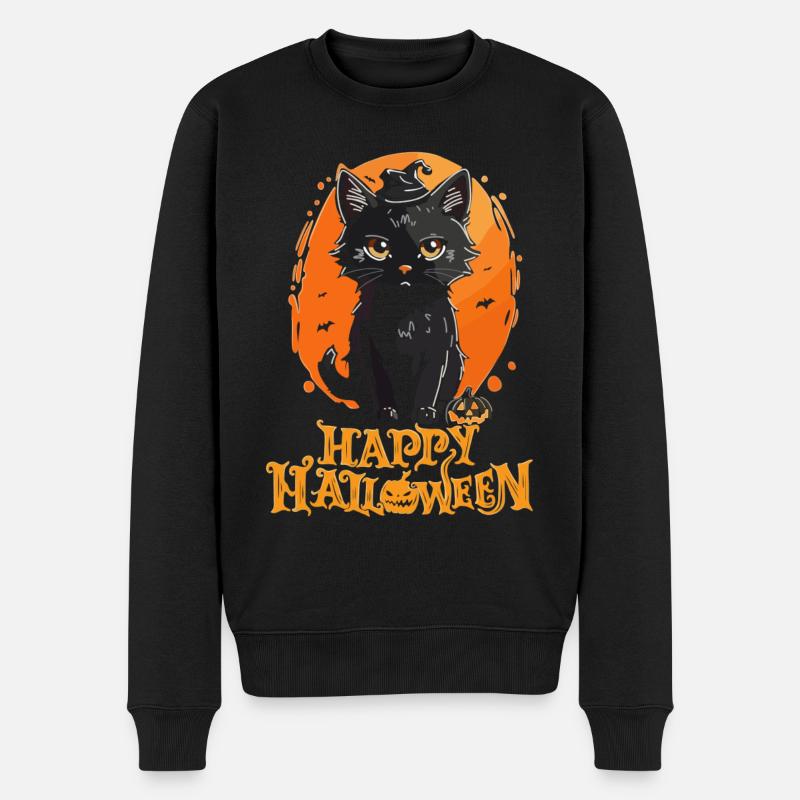 Joyeux Halloween - Chat noir - Pull Premium bio Homme - noir