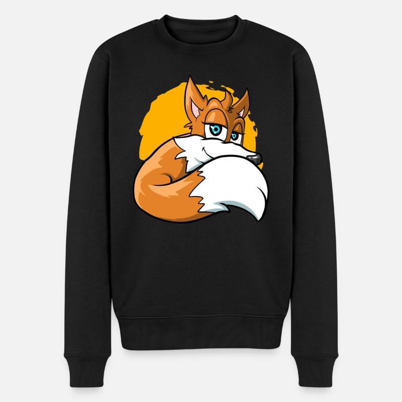 Niedlicher Cartoon Fuchs - Männer Premium Bio Pullover - Schwarz