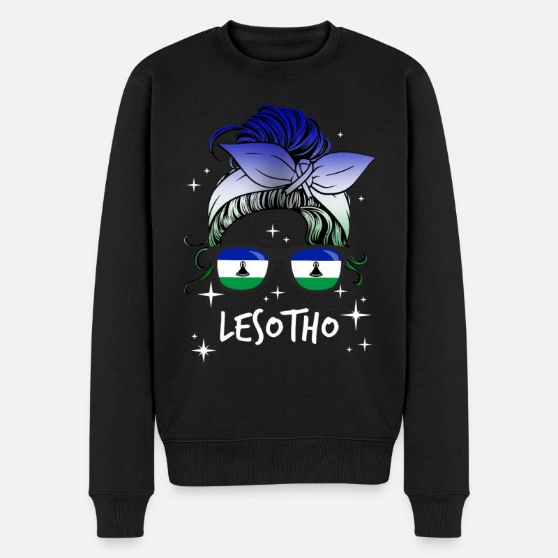 Lesotho - Männer Premium Bio Pullover - Schwarz