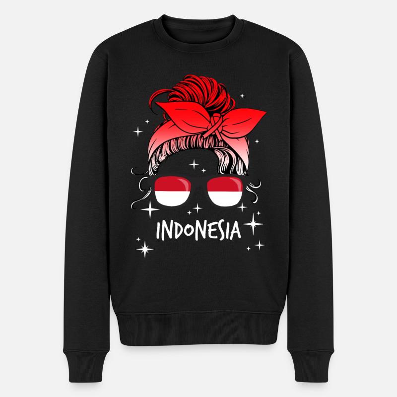 Indonesien - Männer Premium Bio Pullover - Schwarz