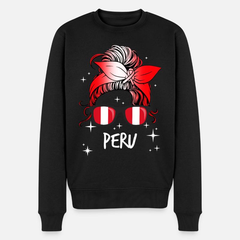 Peru - Männer Premium Bio Pullover - Schwarz