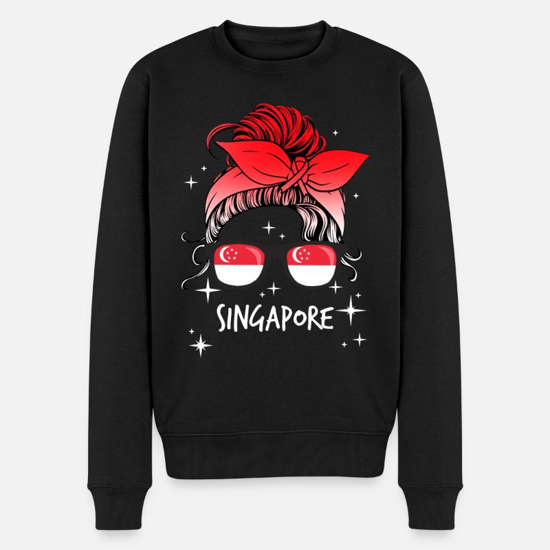 Singapur - Männer Premium Bio Pullover - Schwarz