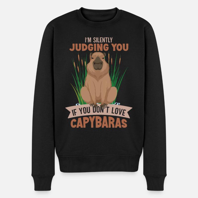 Wasserschwein Capybara Lover Capybara Fan - Männer Premium Bio Pullover - Schwarz