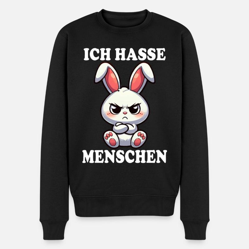 ICH HASSE MENSCHEN Hase - Männer Premium Bio Pullover - Schwarz