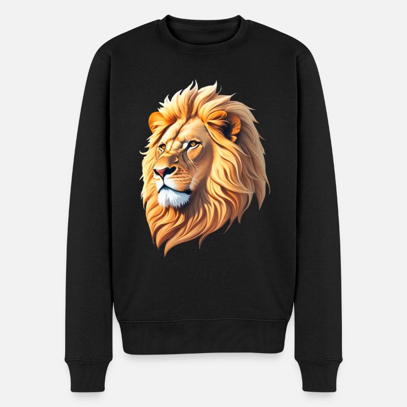 Tête de lion majestueuse - Pull Premium bio Homme - noir