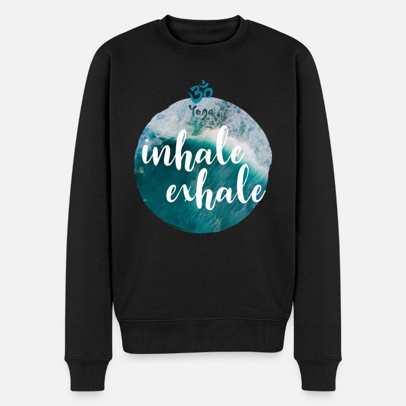 Yoga inhale exhale - Männer Premium Bio Pullover - Schwarz