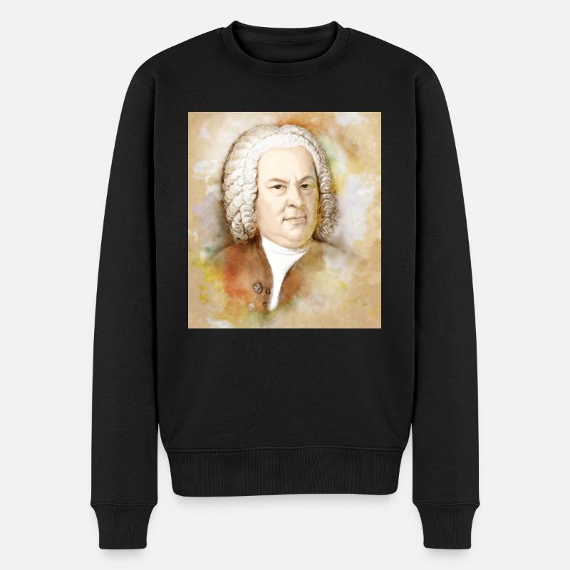 Johann Sebastian Bach im Aquarell Stil - Männer Premium Bio Pullover - Schwarz