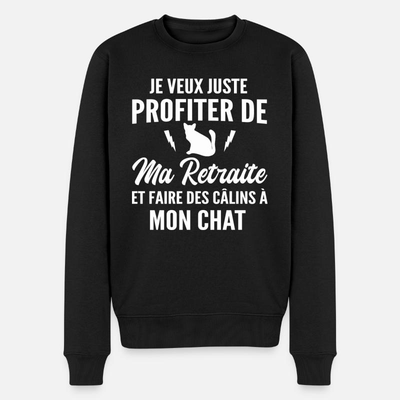 retraite et faire des câlins à mon chat - humour - Pull Premium bio Homme - noir