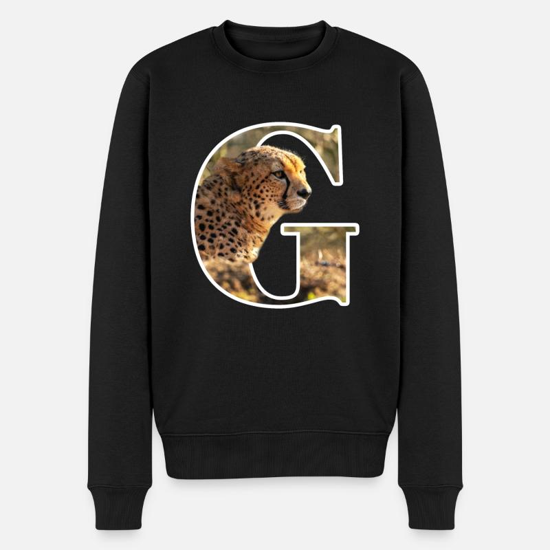 G Guépard alphabet animaux - Pull Premium bio Homme - noir